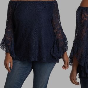 Forgotten Grace Navy Blue lace Blouse